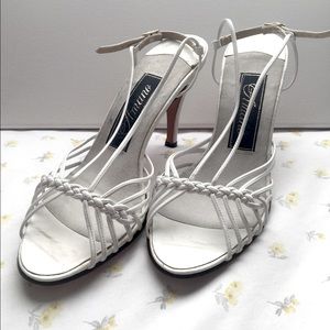 VINTAGE 1950s High Heels White Leather